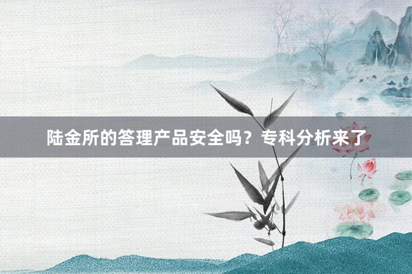 陆金所的答理产品安全吗？专科分析来了