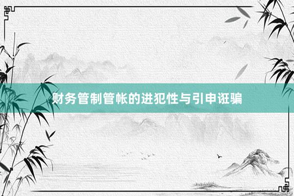 财务管制管帐的进犯性与引申诳骗