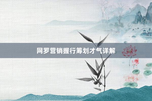 网罗营销握行筹划才气详解